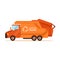 Orange garbage collector truck, waste recycling and utilization concept vector Illustration