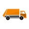 Orange garbage truck, flat illustration municipal lorry vehicle, cargo car,