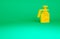 Orange Garden sprayer for water, fertilizer, chemicals icon isolated on green background. Minimalism concept. 3d