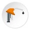 Orange gasoline pump nozzle icon circle