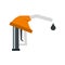 Orange gasoline pump nozzle icon, flat style