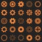 Orange gear wheel icons