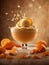 Orange gelato, floating delicious and refreshing treat that is perfect occasion, cinematic advertising photography