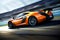 An orange generic and unbranded sport car running, ai generative illustration