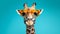 Orange Giraffe Wearing Sunglasses: A Retro Glamor Photo In 8k Resolution