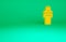 Orange Gives lecture icon isolated on green background. Stand near podium. Speak into microphone. The speaker lectures