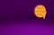 Orange Globe with flying plane icon isolated on purple background. Airplane fly around the planet earth. Aircraft world