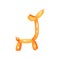 Orange glossy balloon in shape of giraffe. Funny inflatable toy animal. Graphic design for festival poster, postcard or
