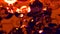 orange glowing gauzy liquid bulbs on black bg - abstract 3D illustration