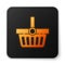 Orange glowing neon Shopping basket icon isolated on white background. Online buying concept. Delivery service sign