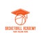 Orange Graduate Toga Hat with Basket Ball for Sport Course Education School Academy Club Logo Design