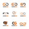 Orange and gray Glasses logo vector set design