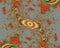 Orange gray green bright fractal abstract background, flowery texture