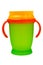 Orange and green baby plastic cup.