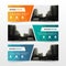 Orange green blue polygon corporate business banner template, horizontal advertising business banner layout template flat design