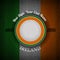 orange green circle frame for your lable on Irish flag grunge background