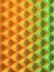 Orange and green colored cubes pattern with silver wire 3d render illustration