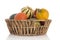 Orange and green pumpkins in basket