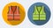 Orange and green safety vests icons, flat style