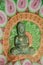 Orange/green tapestry with Buddha- enlightened one... meditation reflection, peace, tranquility, harmony
