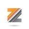 Orange and Grey Letter Z with Diagonal Stripes Vector Illustration