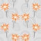 Orange And Grey Vector Floral Repeat Pattern With Swirls