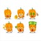 Orange habanero cartoon character with cute emoticon bring money