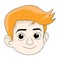 orange haired boy head emoticon smiling friendly face