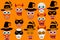 Orange Halloween background with Halloween props