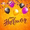 Orange Halloween background with pennants and balloons