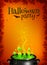 Orange Halloween poster template with green potion