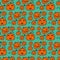 of orange haloween pumpkin with grey outline pattern on turquoise green background