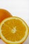 Orange halves fruit close up.