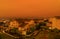 Orange haze over San Francisco on September 9 2020 from record wildfires in Californa, ash and smoke in the sky, daytime