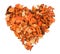Orange heart from dry flowers, tree