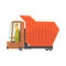 Orange heavy duty dump truck, freight transport cartoon vector Illustration