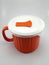 Orange heavy duty mug with handle and ridges