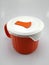 Orange heavy duty mug with handle and ridges