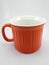 Orange heavy duty mug with handle and ridges