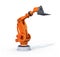 Orange heavyweight robotic arm on white background