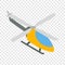 Orange helicopter isometric icon