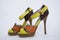 Orange high heeled sandals