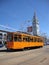 Orange historic streetcar of the F-Line MUNI Train, original fro