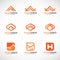 Orange home logo vector set art design