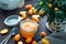 Orange Homemade Jam with Kumquats on Dark Wooden Rustic Background