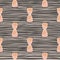 Orange hourglass silhouettes seamless simple pattern. Clock print with brown striped background