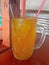 Orange iced drinks are very suitable to drink in the dry sesson