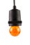 Orange Incandescent round light bulb.