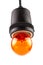 Orange Incandescent round light bulb.