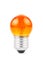 Orange Incandescent round light bulb.